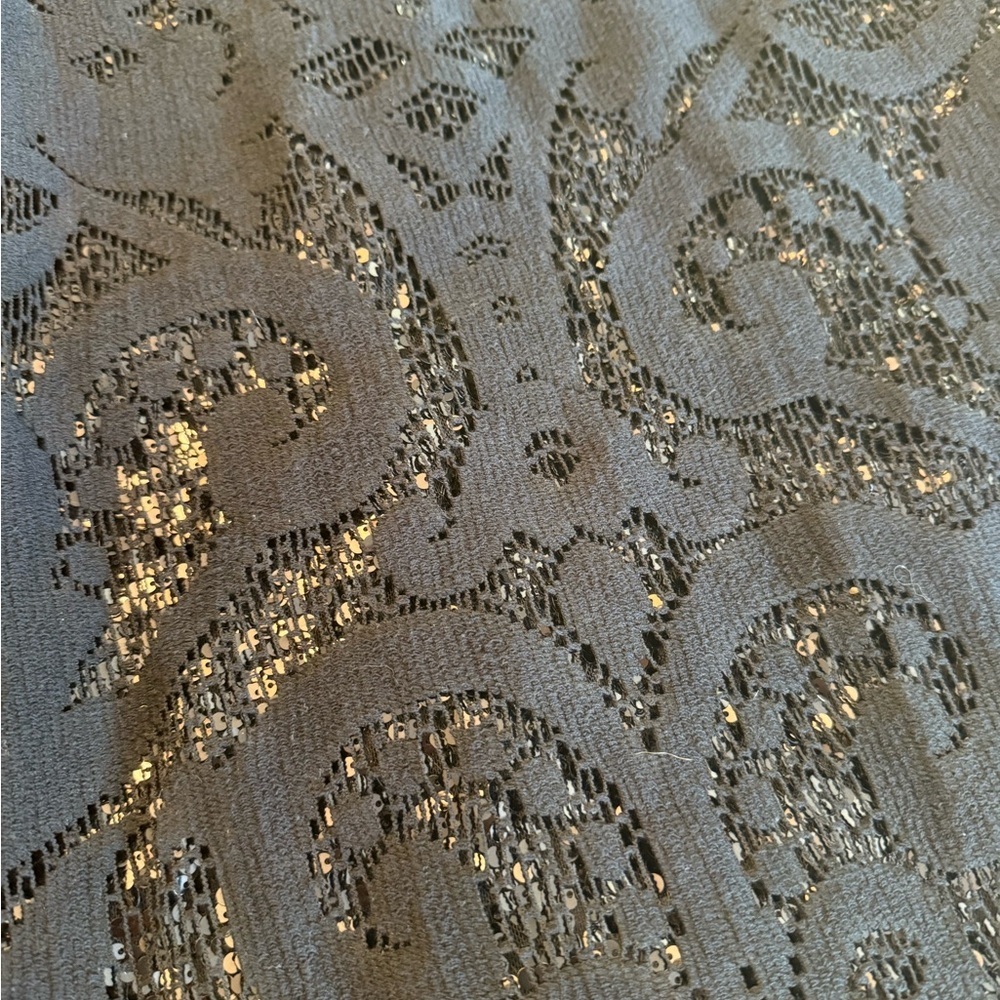 Adrianna Papell Elegant Black Sequin Under Soft Lace Evening Gown 10 - Picture 3 of 10